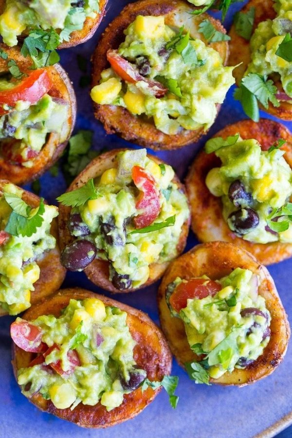 Roasted Potato Cups with Loaded Guacamole {gf+v} - She Likes Food