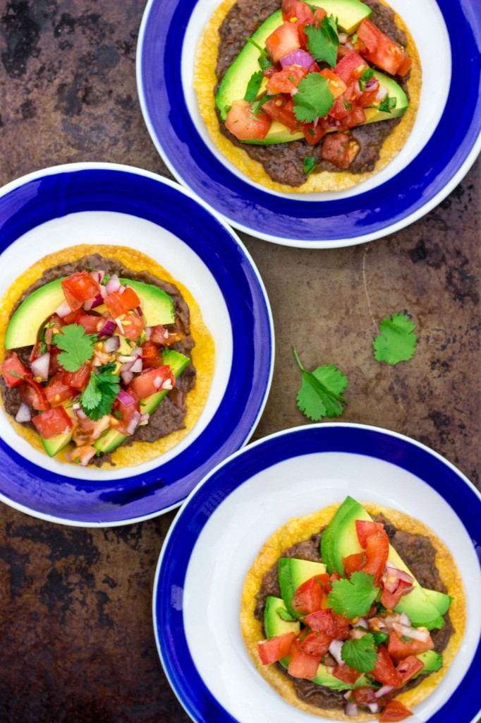 Crispy Tostadas with Homemade Refried Beans, Pico De Gallo & Avocado ...