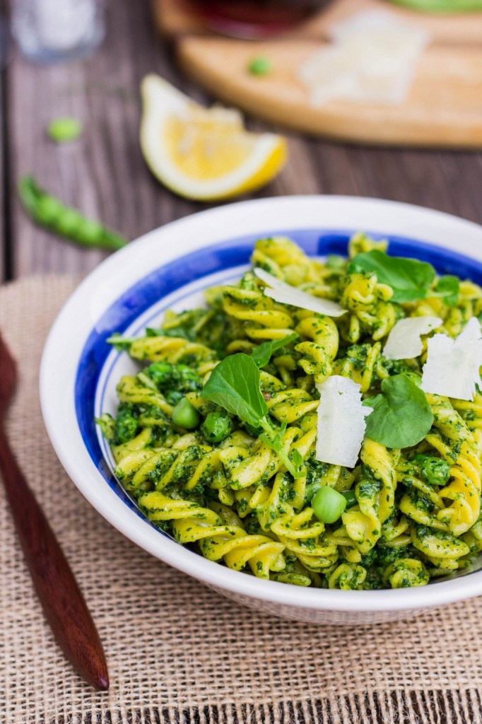 Watercress Pesto Pasta With Peas - She Likes Food