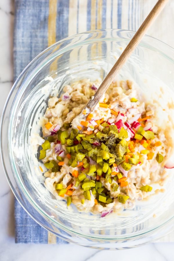 Easy Chickpea & White Bean Salad Sandwiches - She Likes Food