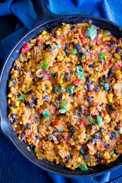 Easy Stove Top Enchiladas with Cauliflower Rice - She Likes Food