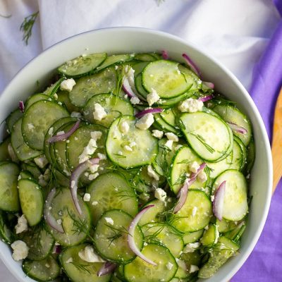 Cucumber and Pickled Feta Salad with Dill - She Likes Food