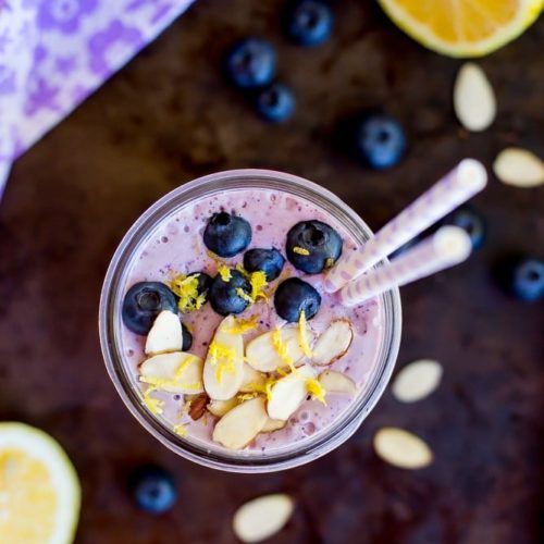 Lemon, Wild Blueberry & Almond Protein Smoothie - She Likes Food