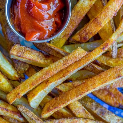 Crispy Baked Coconut Oil French Fries with Red Thai Curry Ketchup - She ...