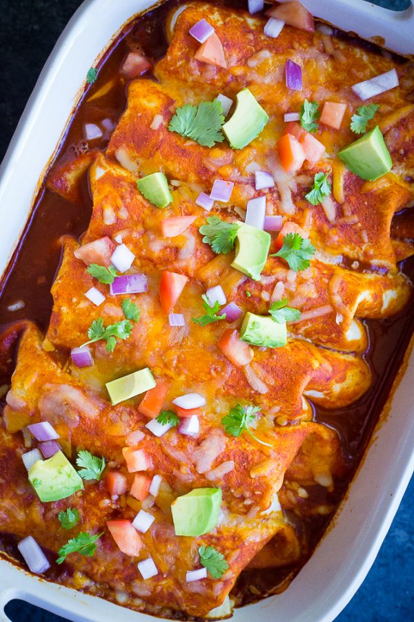 Baked Enchilada Style Veggie Burritos - She Likes Food