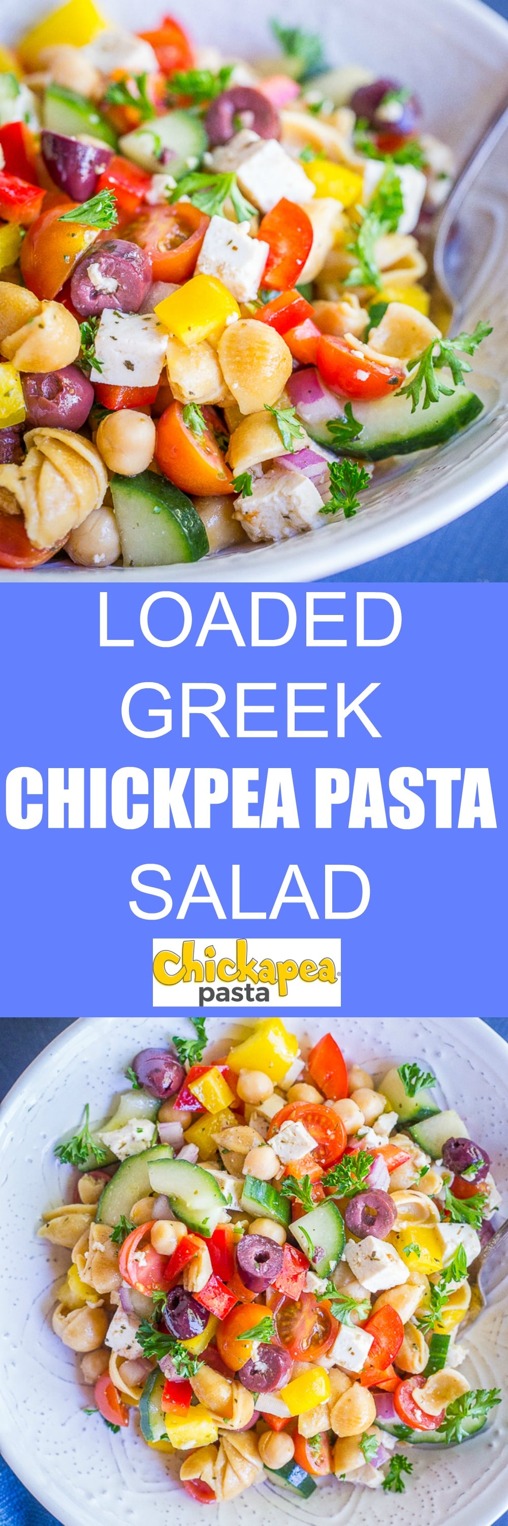 Loaded Greek Chickpea Pasta Salad - She Likes Food