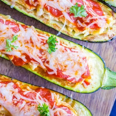 Lasagna Zucchini Boats with Orzo - She Likes Food