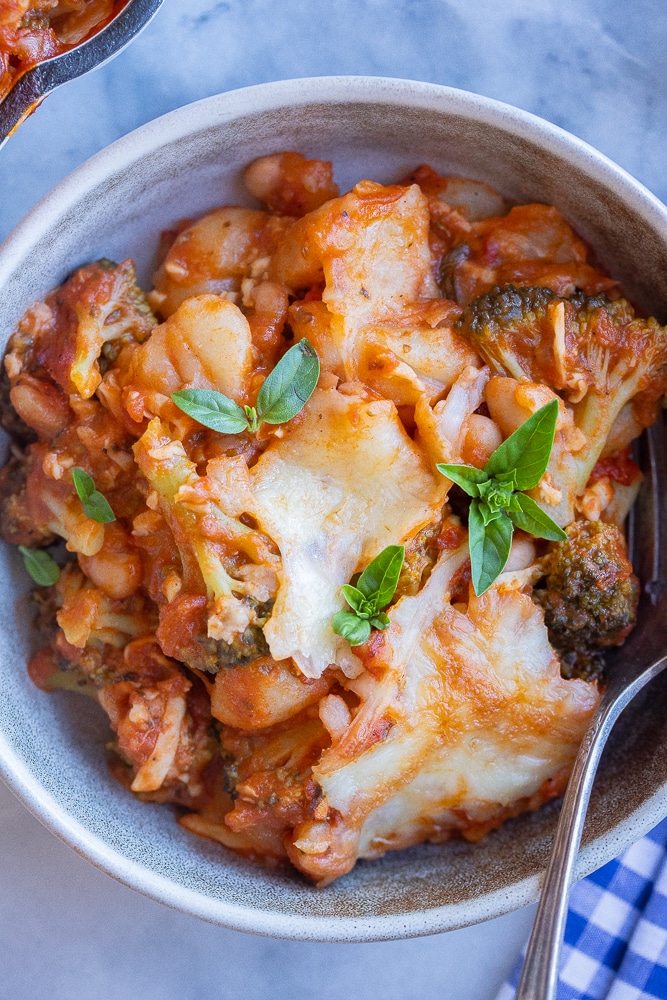 5 Ingredient Gnocchi, Broccoli and White Bean Bake