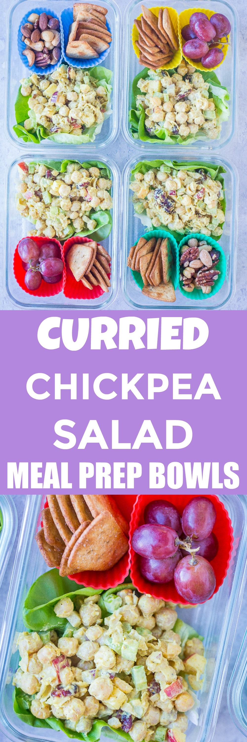 Curried Chickpea Salad Meal Prep Bowls - She Likes Food