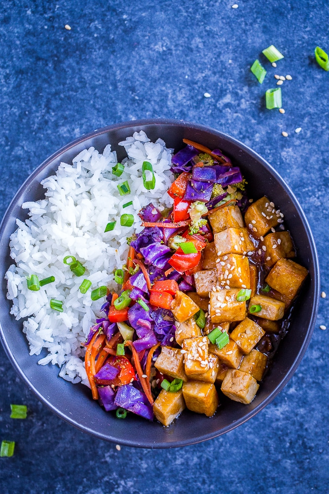 Sesame Ginger Tofu Meal Prep Bowls - She Likes Food