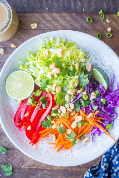 Thai Peanut Noodle Bowls with Vegetables - She Likes Food