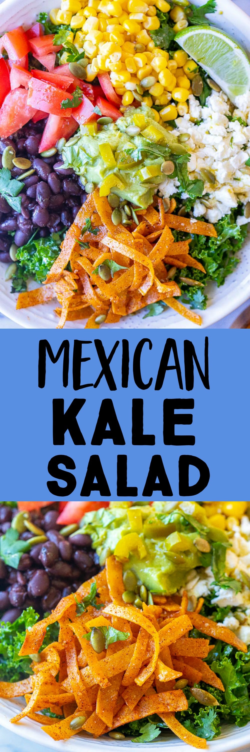 Mexican Kale Salad with Cumin Lime Dressing - She Likes Food