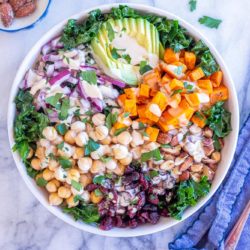 Chopped Kale Power Salad with Lemon Tahini Dressing - She Likes Food