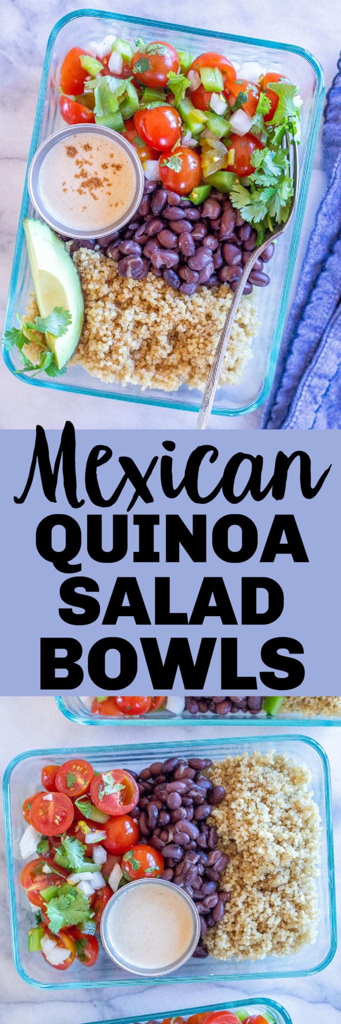 Mexican Quinoa Salad Bowls with Cumin Lime Tahini Dressing - She Likes Food