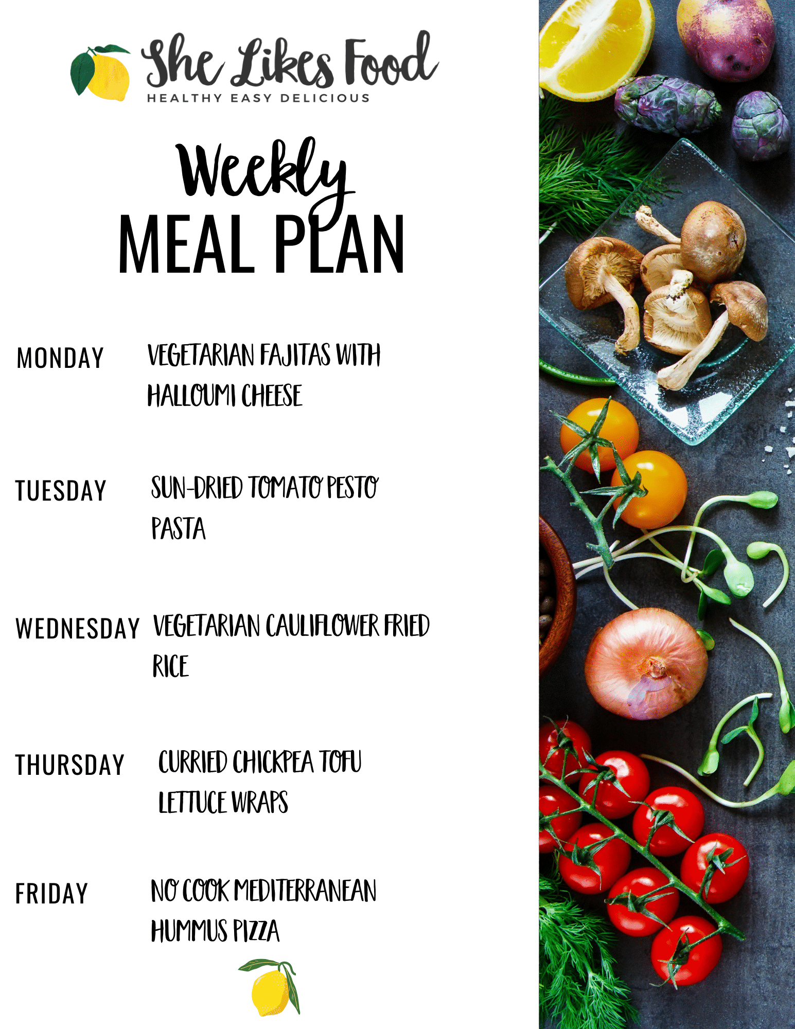 Weekly Vegetarian Meal Plans She Likes Food