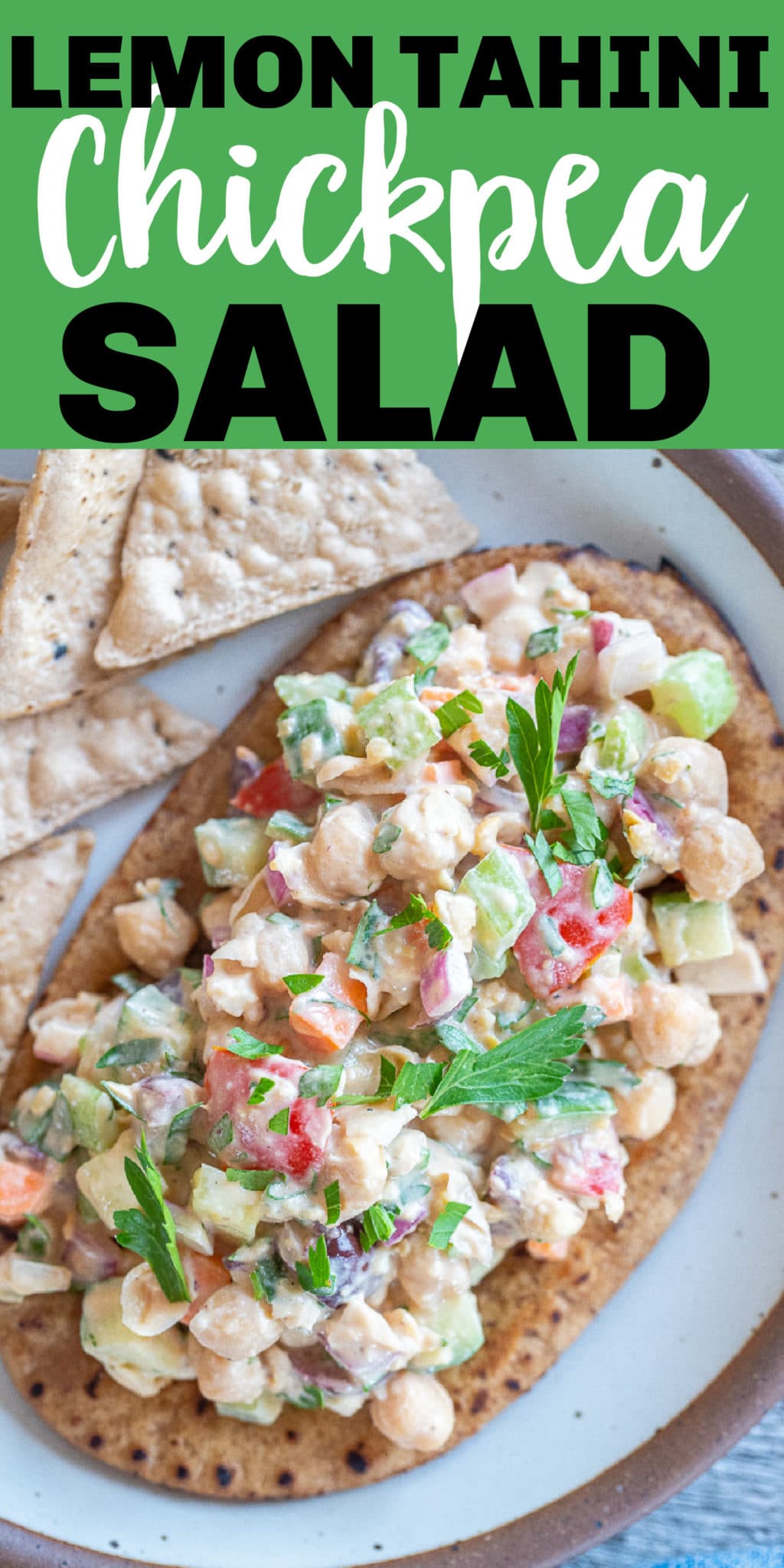 Lemon Tahini Chickpea Salad Pitas - She Likes Food