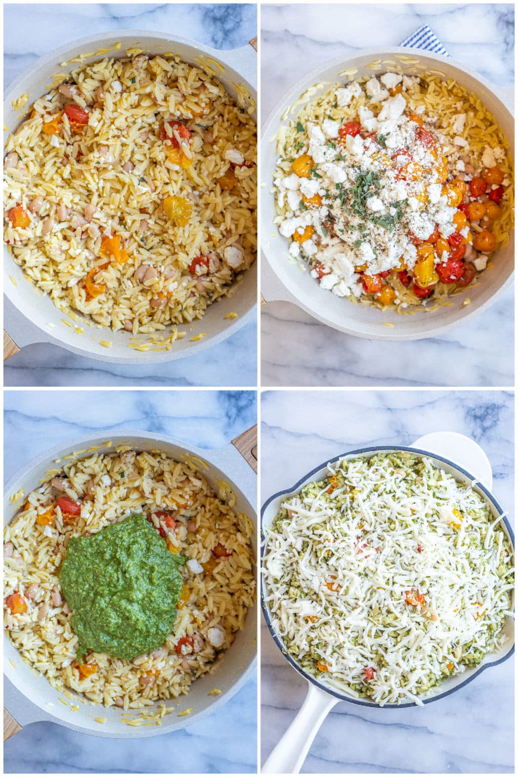 Baked Pesto Orzo with Cherry Tomatoes and Feta Cheese She Likes Food