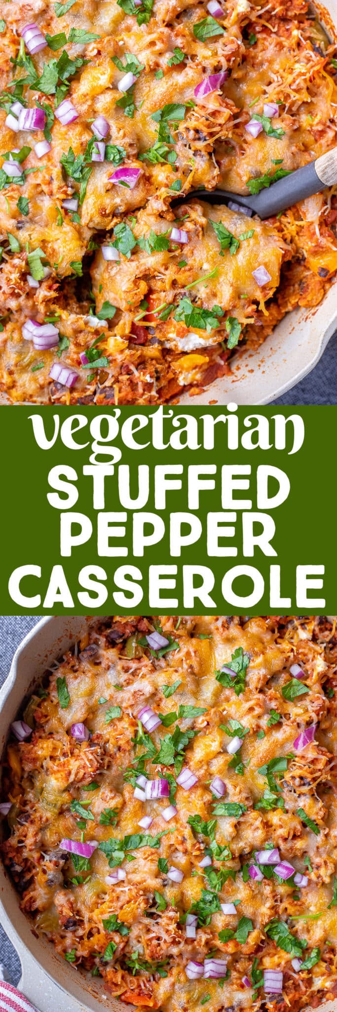 Vegetarian Stuffed Pepper Casserole with Soyrizo - She Likes Food