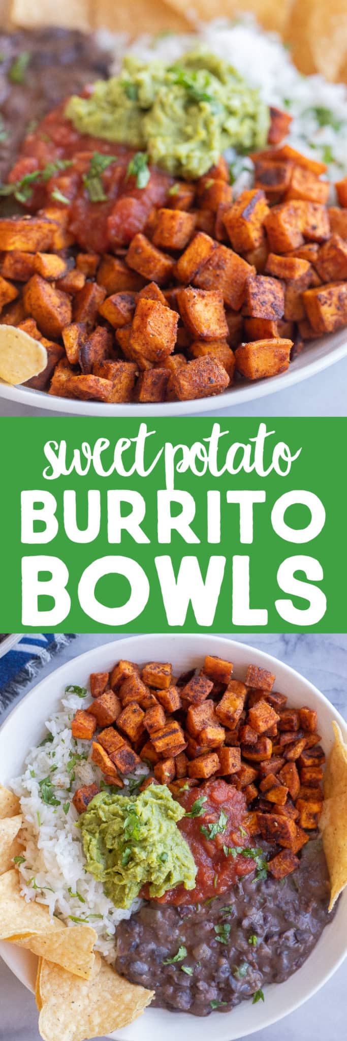 Roasted Sweet Potato and Black Bean Burrito Bowls - She Likes Food