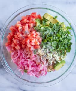 Pickled Onion and Avocado Salad with Cucumber - She Likes Food