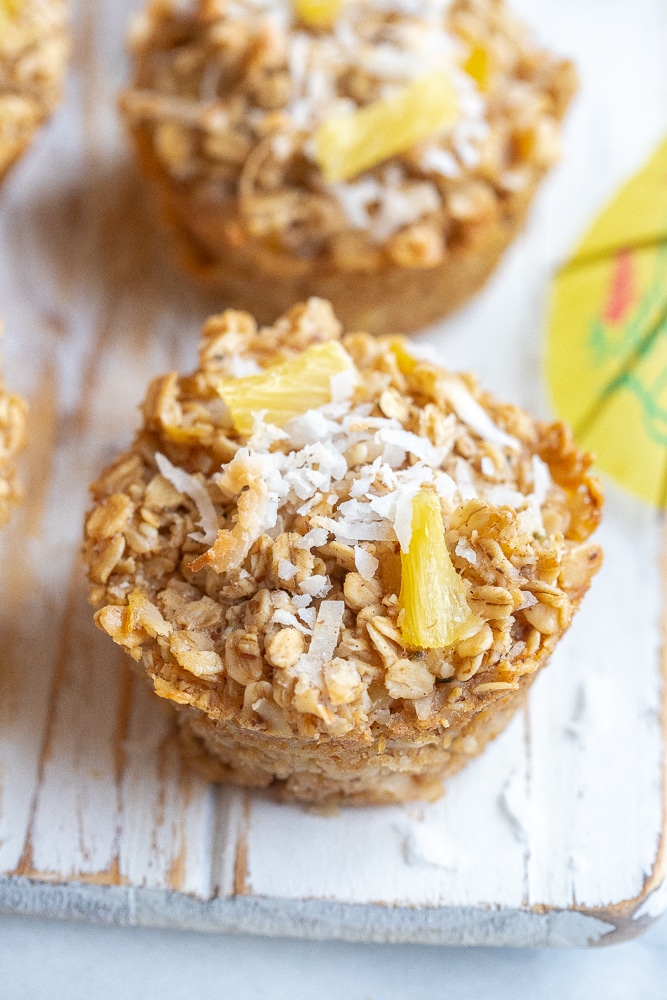 Pina Colada Baked Oatmeal Cups