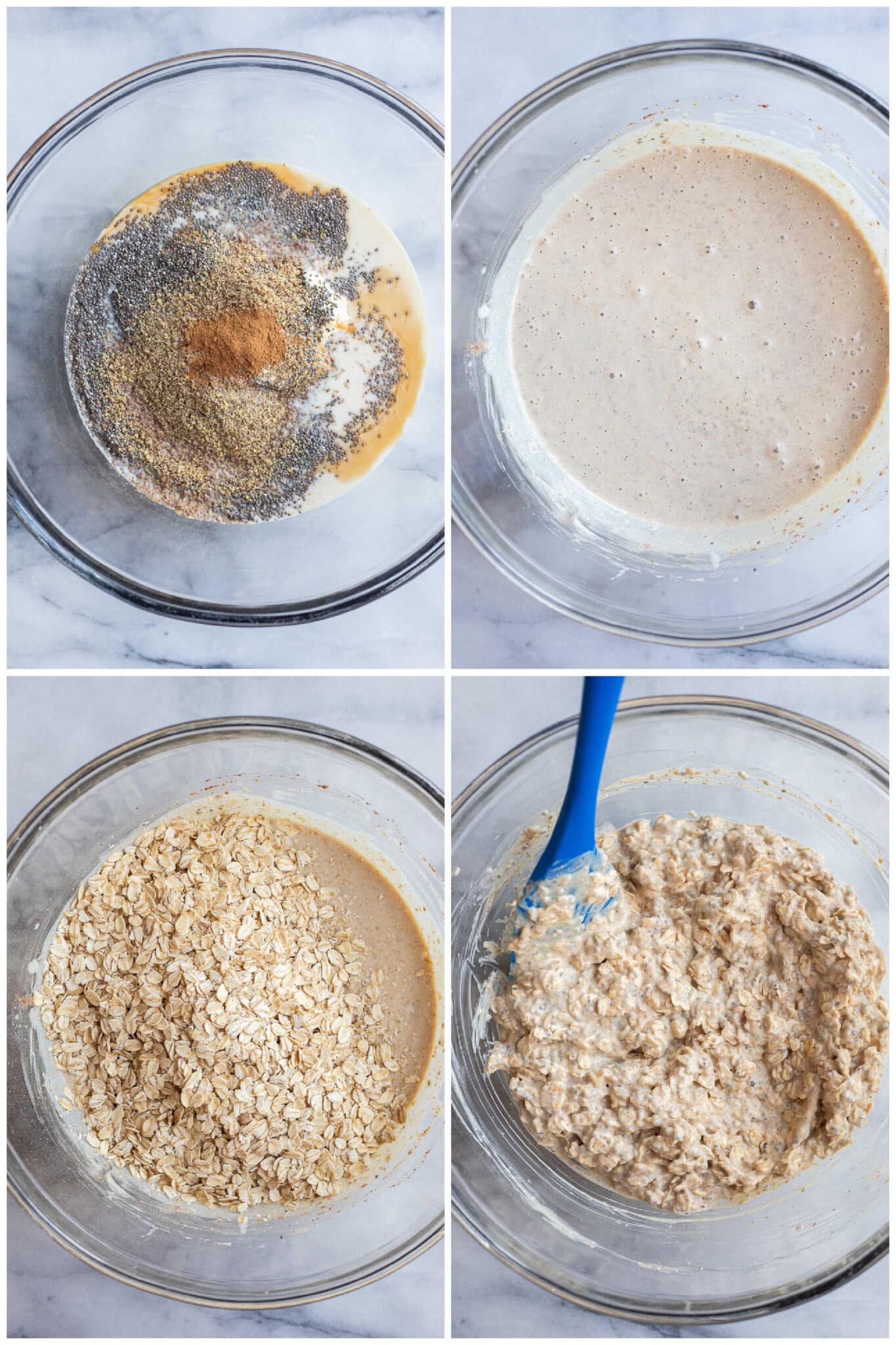 showing how to make thick and creamy overnight oats using greek yogurt and peanut butter