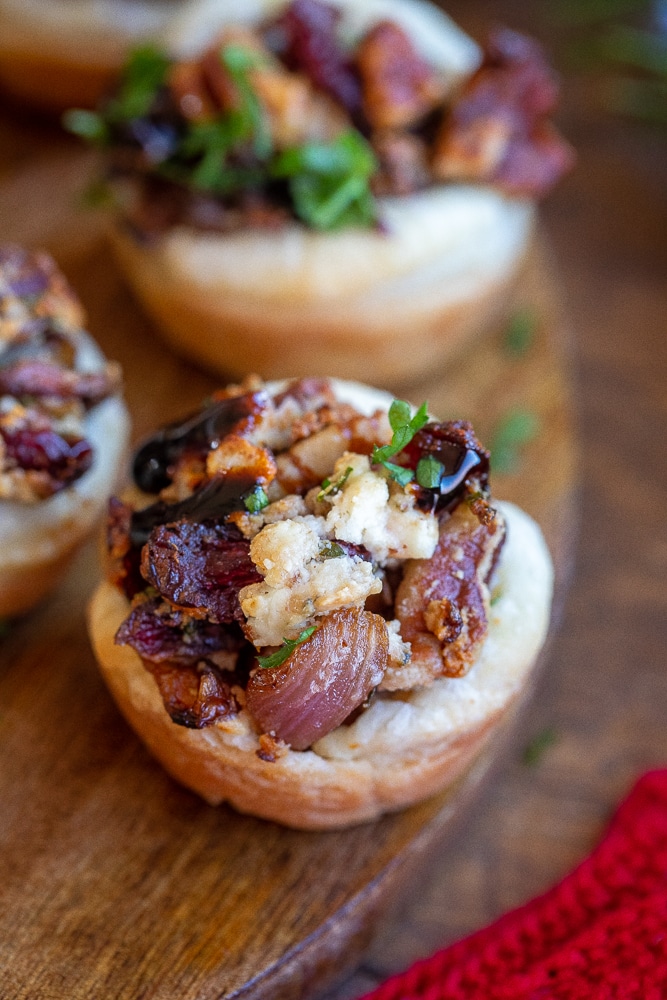 close up of a vegetarian holiday puff pastry bite