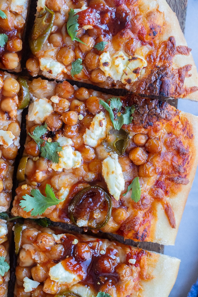 Candy and Spicy BBQ Chickpea Pizza