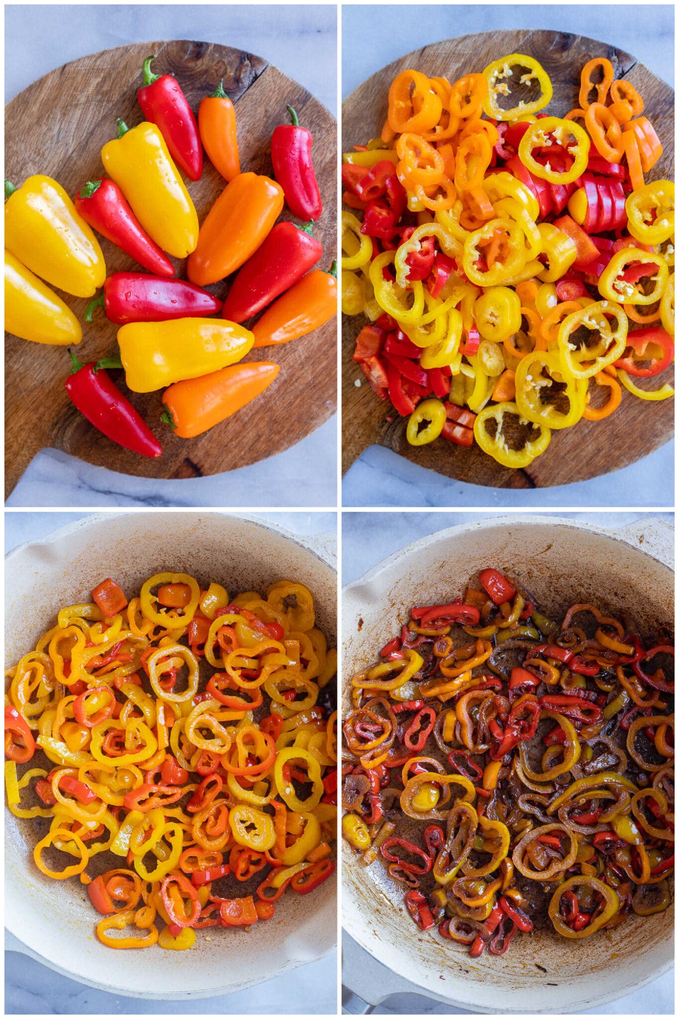 showing how to prepare and cook the balsamic sweet peppers