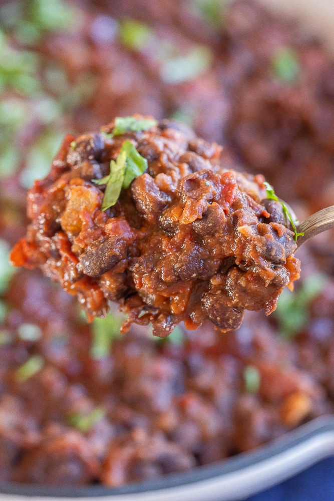 big spoonful of spicy black beans