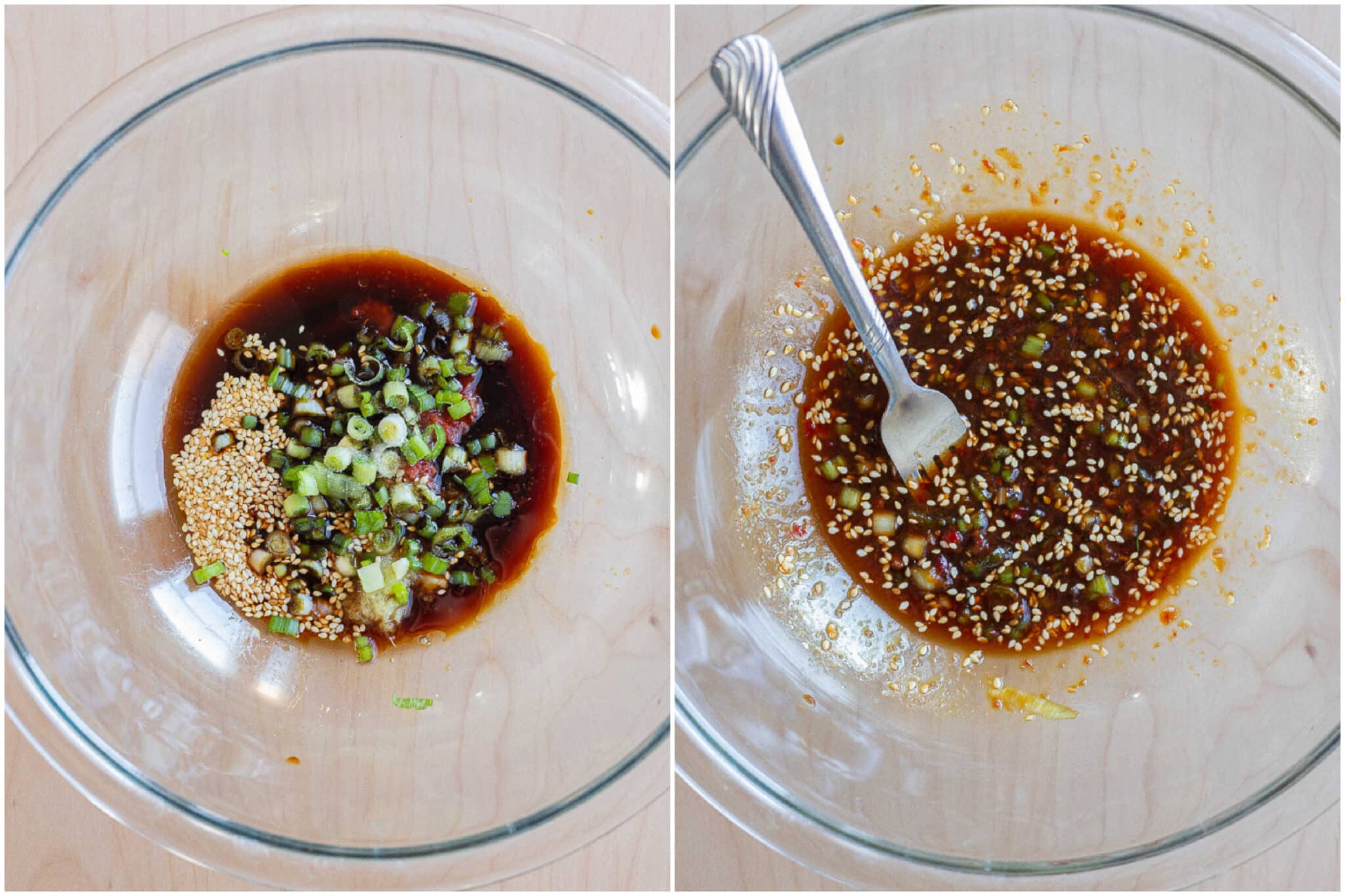 showing how to make the tofu marinade with tamari