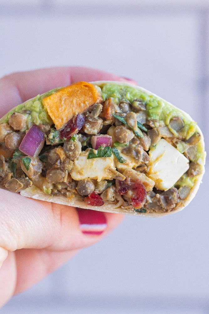 Curry Lentil Wraps with Roasted Candy Potato