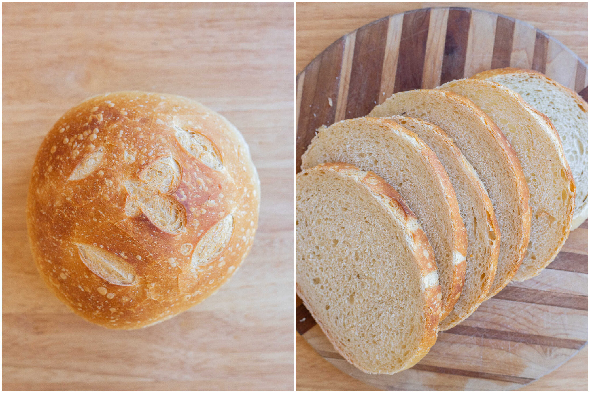 sourdough bread loaf sliced into pieces