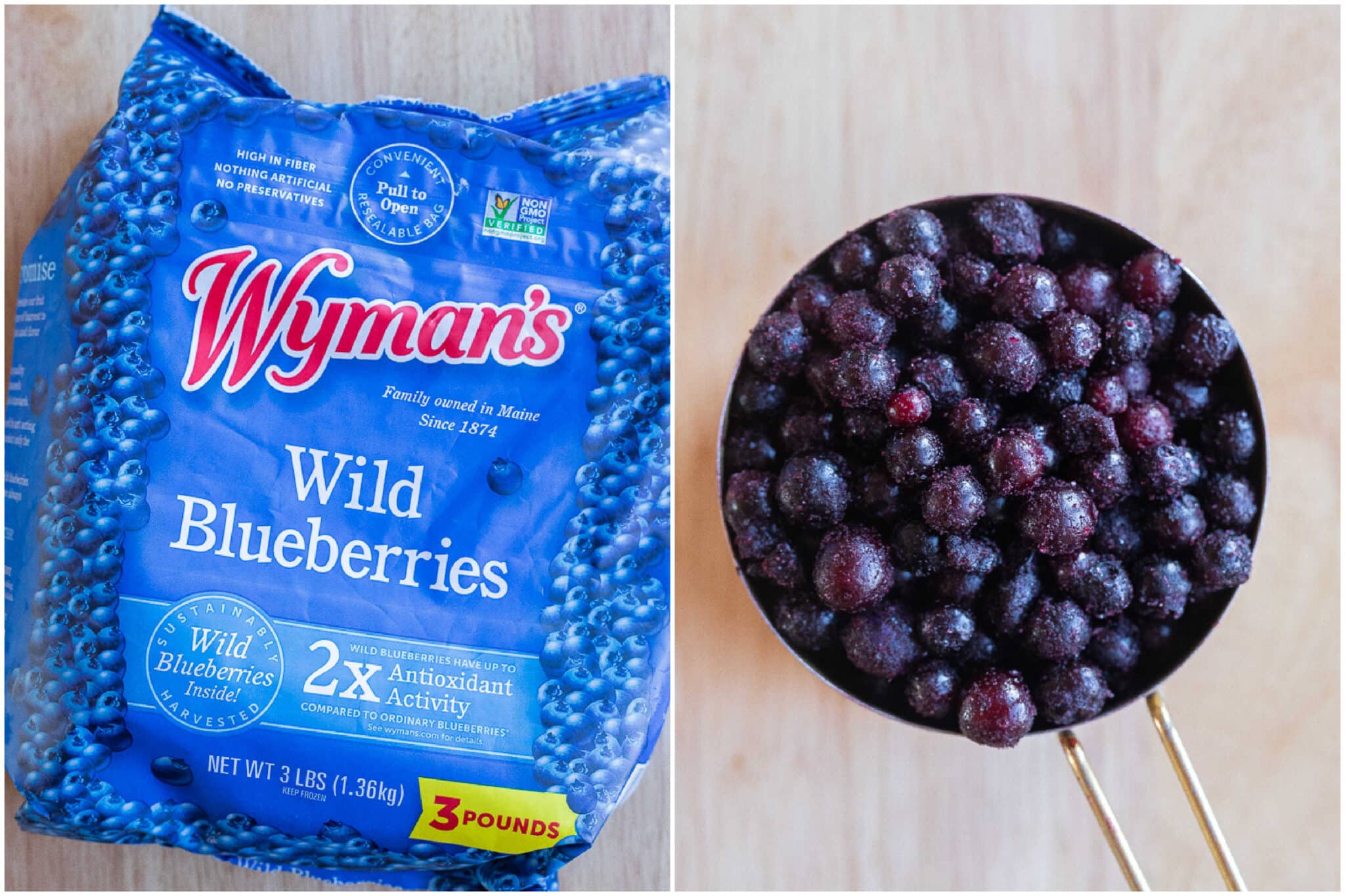 wild blueberries in a freezer bag