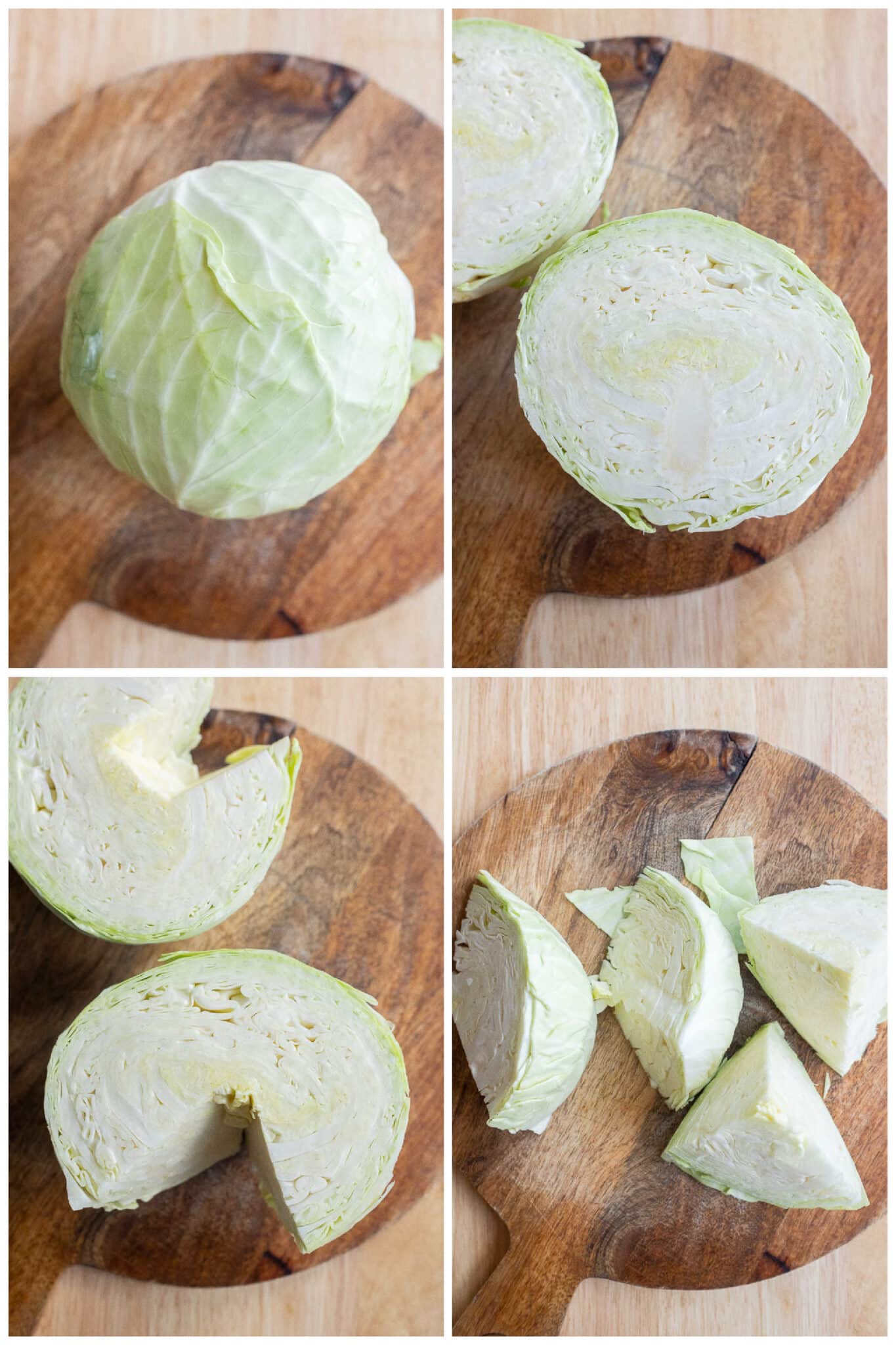 showing how to cut up the cabbage into small chunks