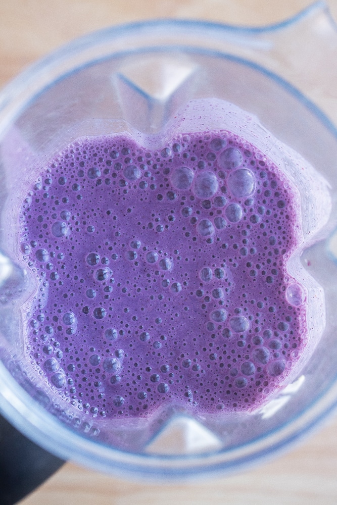 blueberry banana smoothie in a blender